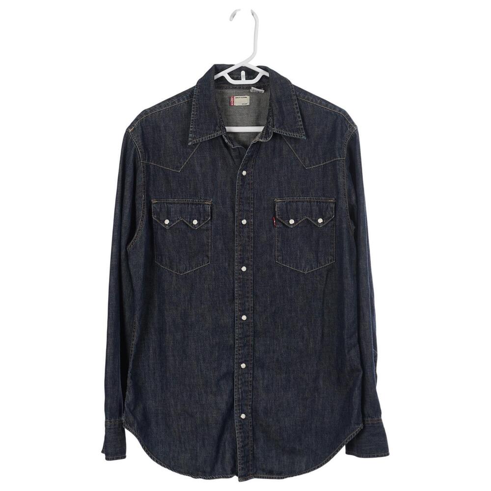 Levi's Vintage Shirt Men M Blue Denim Pearl Snap Western Sawtooth Pockets